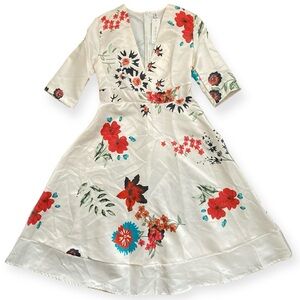 Floral Satin Dress Women’s Medium Cream